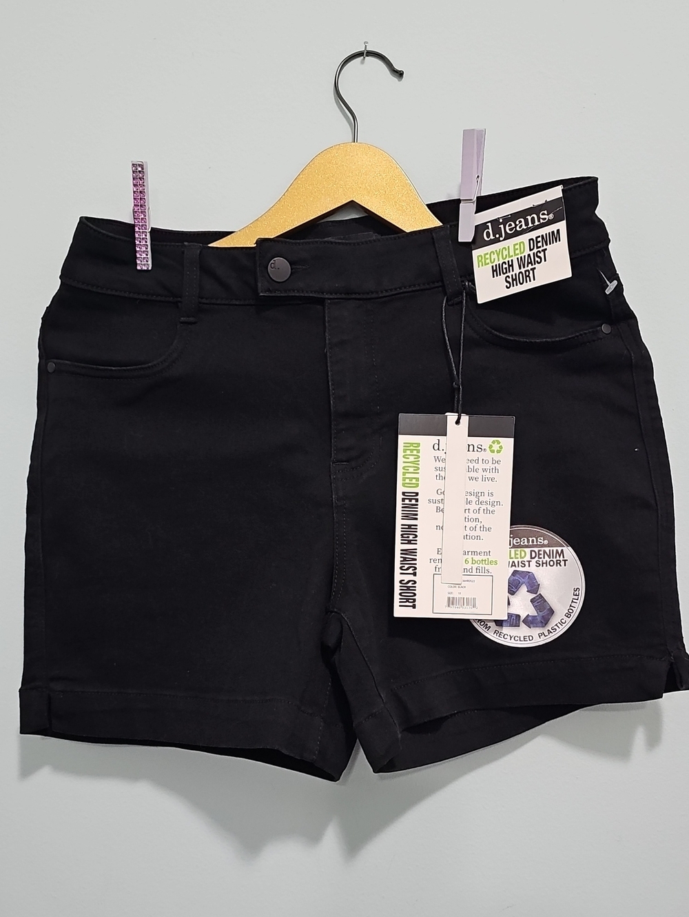 Womens Size 10 -d. jeans Black High-Rise Denim Shorts NWT